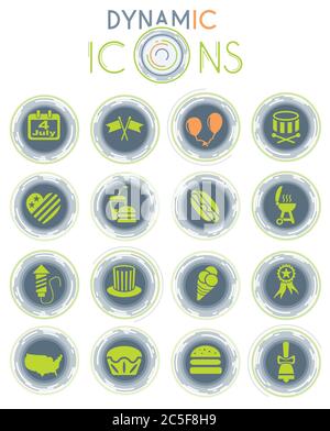 icônes dynamiques jour de l'indépendance Illustration de Vecteur