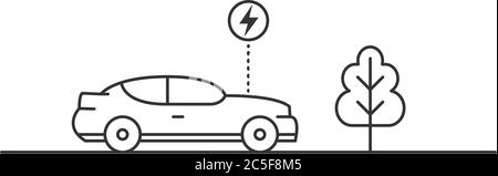 Voiture électrique et arbre écologique concept illustration art vectoriel sur fond blanc Illustration de Vecteur