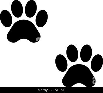 Silhouette noire d'une patte d'animal imprimé animal animal isolé ou empreintes de la faune traces illustration Illustration de Vecteur