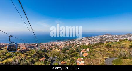 Téléphérique pour Monte, vue sur la ville, Funchal, l'île de Madère, Portugal Banque D'Images