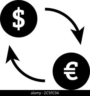 Icône de change commutation argent comptant Dollar en Euro symboles financier business illustration vectorielle Illustration de Vecteur