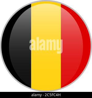 Drapeau national belge rond icône brillante badge isolé sur fond blanc Illustration de Vecteur