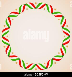 Éléments de design - cadre rond avec rubans dans les couleurs du drapeau italien. Illustration vectorielle. Illustration de Vecteur