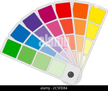 Les palettes de couleurs icônes différentes nuances dans une illustration vectorielle de ventilateur dépliée isolée sur un fond blanc Illustration de Vecteur
