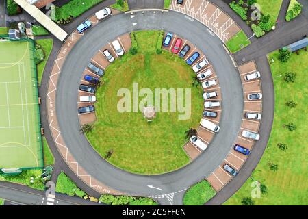 Vue aérienne en haut du parking circulaire Banque D'Images