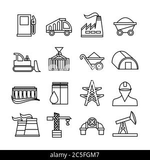 Icônes de l'industrie énergétique. Style plat tendance pour le design graphique, site Web. Illustration du vecteur de stock. Illustration de Vecteur