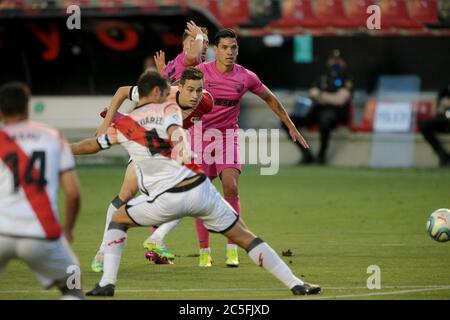 Madrid, Espagne; 02/07/2020.- Rayo Vallecano vs Malaga CF. La Liga SmartBank, deuxième match de football espagnol, le 37, a joué au Vallecano Stadium à Madrid. Photo: Juan Carlos Rojas/Picture Alliance | utilisation dans le monde entier Banque D'Images