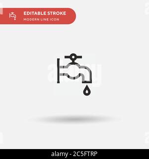 Icône vecteur simple de la prise d'eau. Modèle de conception de symbole d'illustration pour l'élément d'interface utilisateur Web mobile. Pictogramme moderne de couleur parfaite sur contour modifiable. Icônes Water Tap pour votre projet d'entreprise Illustration de Vecteur