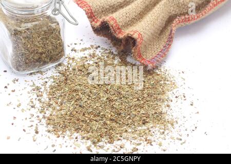 Herbes de Provence et bocal en verre Banque D'Images