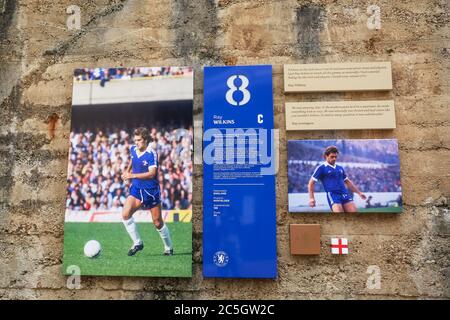 Londres, Royaume-Uni. La plaque de protection. Ray Wilkins. Club de football de Chelsea. Stade Stamford Bridge à Fulham. Crédit: Waldemar Sikora Banque D'Images