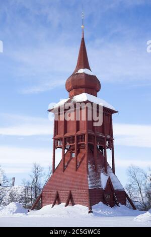 Kiruna Church est un bâtiment d'église à Kiruna, Laponie, Suède, et est l'un des plus grands bâtiments en bois de Suède Banque D'Images