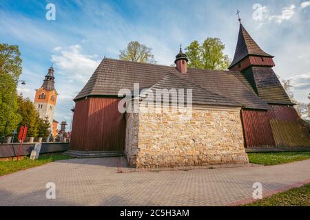 Église en bois de Bialka Tatrzanska. Bialka Tatrzanska, Pologne, Pologne. Banque D'Images