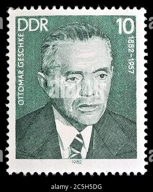 Timbre-poste est-allemand (1982) : Ottomar Georg Alexander Geschke (1882-1957) politicien allemand (KPD, SED). Banque D'Images