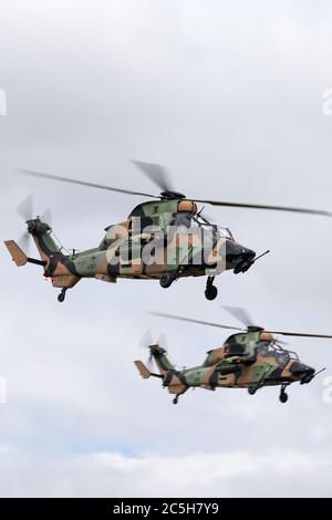 Deux hélicoptères de reconnaissance armés Eurocopter Tiger ARH de l'armée australienne. Banque D'Images