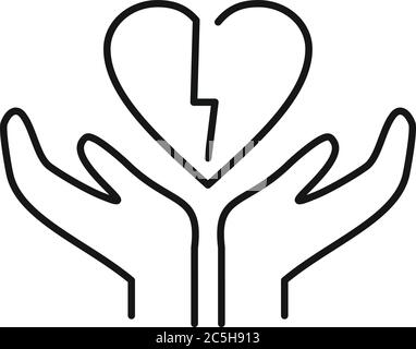 Icône de pause de divorce. Contour divorce break coeur vecteur icône pour la conception de Web isolé sur fond blanc Illustration de Vecteur