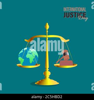 Illustration vectorielle pour la journée internationale de la Justice observée le 17 juillet. Affiche, carte ou bannière. Illustration de Vecteur