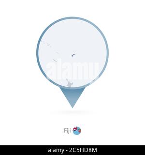 Carte PIN avec carte détaillée des Fidji et des pays voisins. Illustration de Vecteur