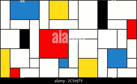 Motif imitation néoplasticisme (Piet Mondrian). Texture d'arrière-plan de grande taille. Fond d'écran. Banque D'Images