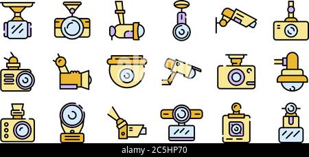 Les icônes de caméra DVR sont vectorielles plates Illustration de Vecteur