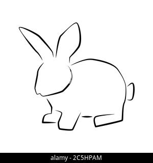 Icône simple de contour de lapin ou de lièvre. Icône animal de ferme. Illustration de Vecteur