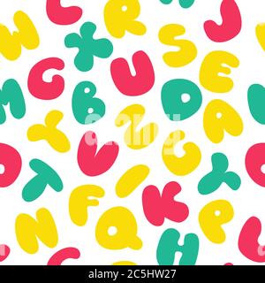 Motif alphabet pour enfants. Un ensemble de lettres de chubby pour les livres pour enfants, les livres de coloriage, les cartes postales, les bannières. Vecteur Illustration de Vecteur
