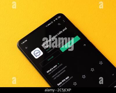 Assam, inde - 5 juillet 2020 : IMO une application gratuite d'appel vidéo et de chat. Banque D'Images