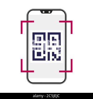 Code QR pour smartphone sur fond blanc. Illustration vectorielle de style plat tendance. ESP 10. Illustration de Vecteur