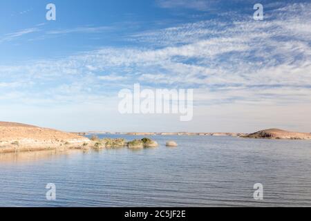 Lac Nasser à Abou Simbel, Egypte Banque D'Images