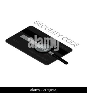 Le code de sécurité CSV se trouve sur une carte de crédit classique. Verso de la carte de crédit avec code de sécurité CVV. Vue isométrique Illustration de Vecteur