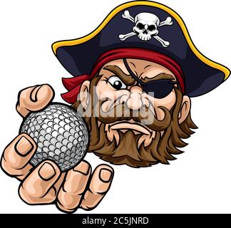 Craton de mascotte de sport Pirate Golf ball Illustration de Vecteur