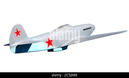 Militaire soviétique Yak-3 (maquette). Isolé sur blanc Banque D'Images