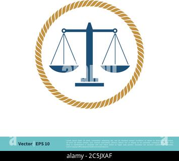 Modèle d'illustration du logo Vector de l'icône de l'échelle de la justice. Vecteur EPS 10. Illustration de Vecteur