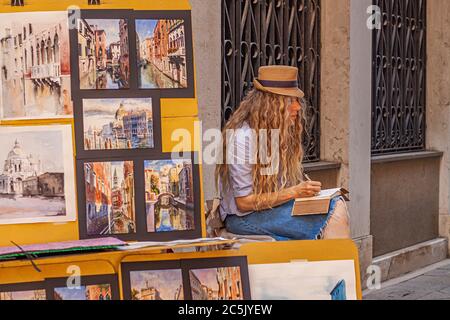 Artiste peintre de rue à Venise Banque D'Images