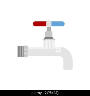 Robinet d'eau sur fond blanc. Illustration vectorielle de style plat tendance. SPE 10 Illustration de Vecteur