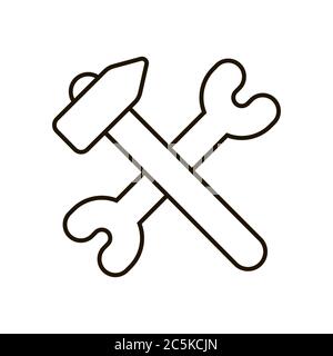 Icône marteau et clé dans un style plat tendance isolé. SPE 10. Illustration de Vecteur