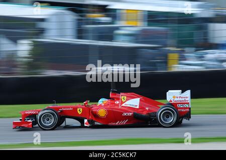 MUGELLO, Italie 2012 : Fernando Alonso de Ferrari F1 Team à l'équipes de Formule 1 jours de test au circuit du Mugello en Italie. Banque D'Images