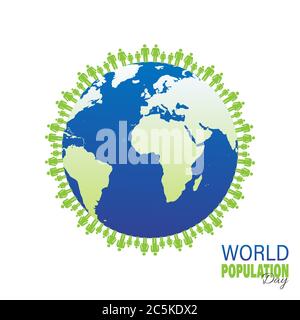 Illustration vectorielle de la Journée mondiale de la population 11 juillet, qui vise à sensibiliser les populations mondiales aux questions, à l'affiche ou à la bannière. Illustration de Vecteur