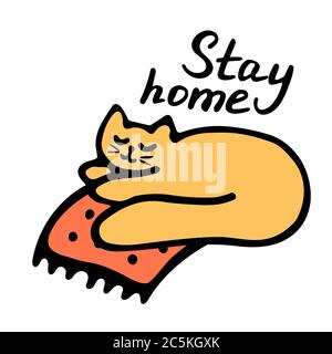 Inscription Stay Home. Virus Corona concept. Illustration de quarantaine. Illustration de Vecteur