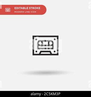 Icône de vecteur simple de cassette. Modèle de conception de symbole d'illustration pour l'élément d'interface utilisateur Web mobile. Pictogramme moderne de couleur parfaite sur contour modifiable. Icônes de cassettes pour votre projet d'entreprise Illustration de Vecteur