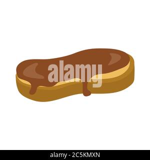 Tartiner au chocolat sur du pain sur fond blanc. Illustration vectorielle de style plat tendance. SPE 10. Illustration de Vecteur