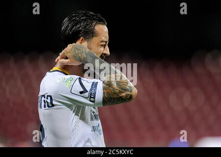 Salerno, Italie 3 juillet 2020. Di Mariano Francesco joueur de Juve Stabia, lors d'un match de la Serie italienne B championnat entre Salernitana - Juve Stabia terminé avec la victoire de Salerntana, jeu joué au stade Arechi à Salerno. Crédit: Vincenzo Izzo / Alamy Live News Banque D'Images