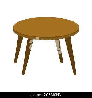 Table basse en bois ronde sur fond blanc. Illustration vectorielle de style plat tendance. SPE 10 Illustration de Vecteur