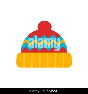 Chapeau d'hiver sur fond blanc. Illustration vectorielle de style plat tendance. SPE 10 Illustration de Vecteur