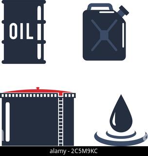 Icône de cartouche de jerrycan vierge d'huiles moteur de style plat. Illustration simple Vector de différents canisters avec huile moteur isolée sur fond blanc. Illustration de Vecteur