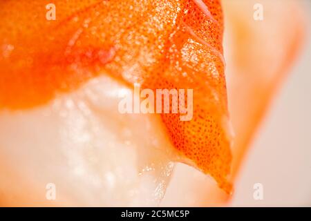 Photo macro ultra-tendre d'une crevette australienne cuite et juteuse Banque D'Images