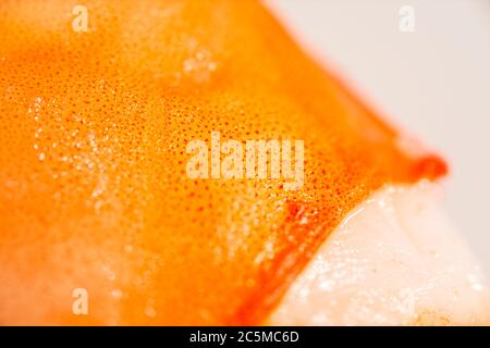 Photo macro ultra-tendre d'une crevette australienne cuite et juteuse Banque D'Images