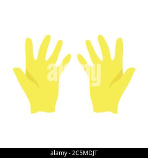 Gants en caoutchouc jaune pour le nettoyage. Illustration vectorielle EPS 10 dans un style plat tendance isolé. Illustration de Vecteur