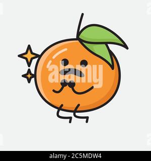 Illustration du caractère mignon de la mascotte aux fruits de Tangerine Illustration de Vecteur