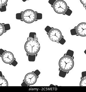 Montre-bracelet de style plat. Illustration du vecteur de l'horloge manuelle sur fond blanc isolé. Bracelet temps sans couture motif business concept. Illustration de Vecteur