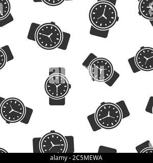 Montre-bracelet de style plat. Illustration du vecteur de l'horloge manuelle sur fond blanc isolé. Bracelet temps sans couture motif business concept. Illustration de Vecteur